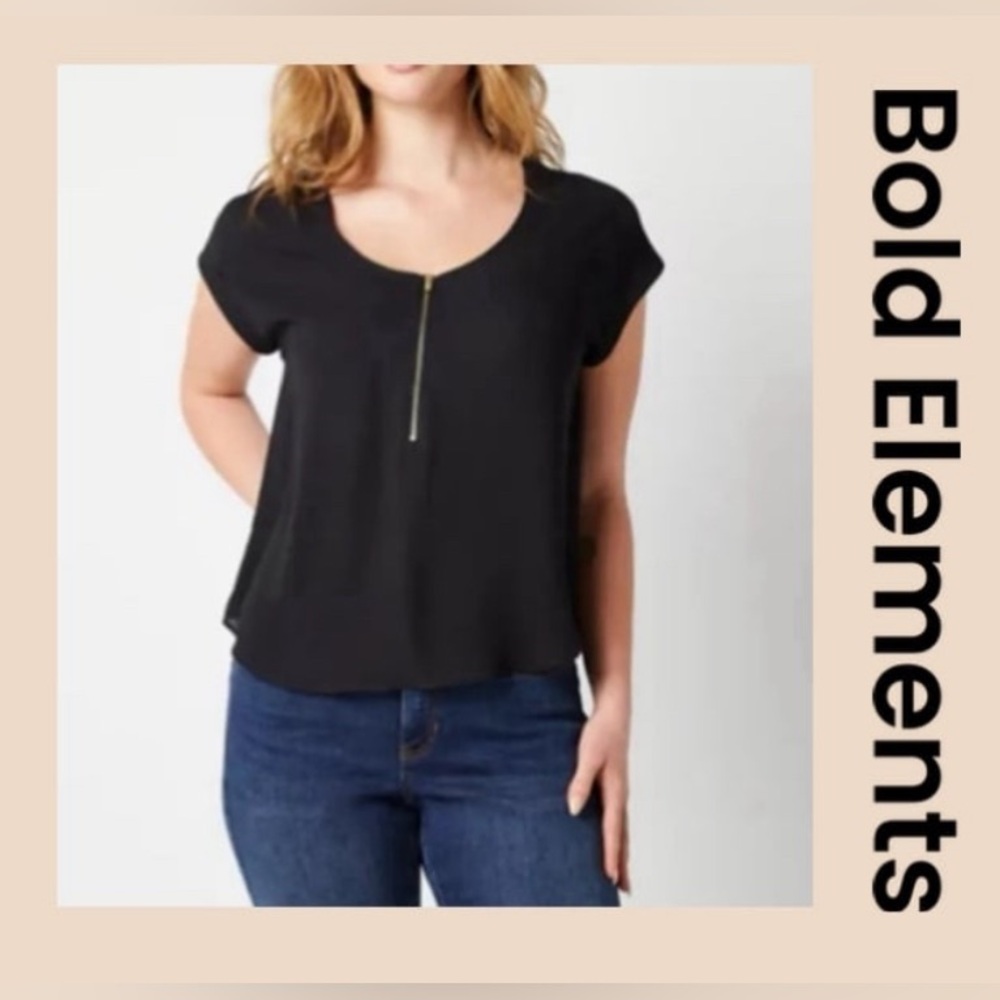 Women’s Short Sleeve Zip Front Blouse Size XXL NWT